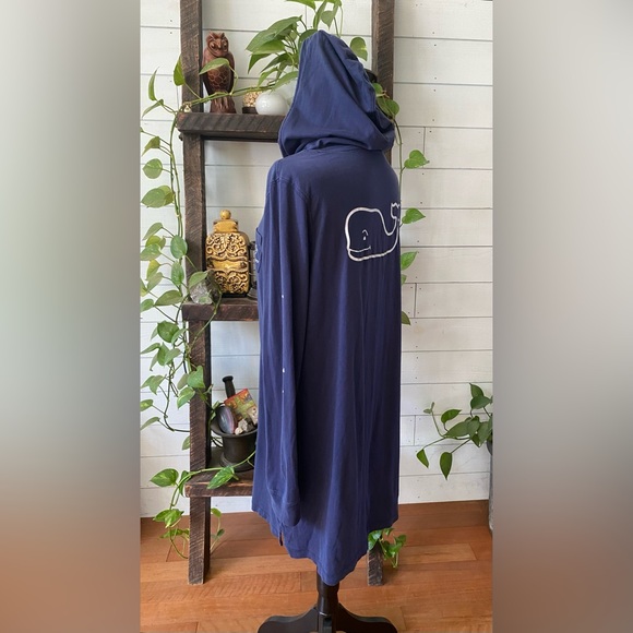 Vineyard Vines: Navy Hooded Tunic Dress with Sleeve Detail and Whale Logo - Picture 13 of 17